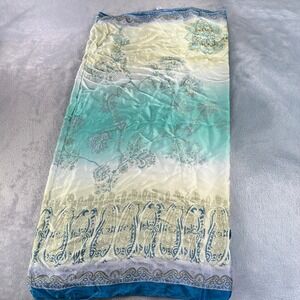 Vintage 1999 Victoria's Secret Silk Sarong Wrap Women Teal Ombre Paisley Beaded